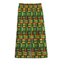 West African Kente Tribal Pattern Print Cotton Front Slit Maxi Skirt