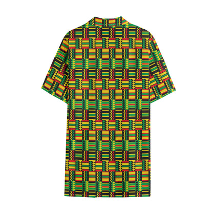 West African Kente Tribal Pattern Print Cotton Hawaiian Shirt