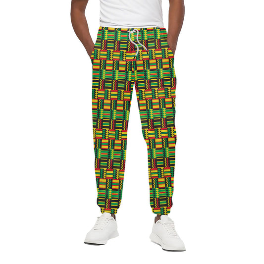West African Kente Tribal Pattern Print Cotton Pants