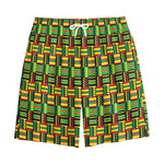 West African Kente Tribal Pattern Print Cotton Shorts
