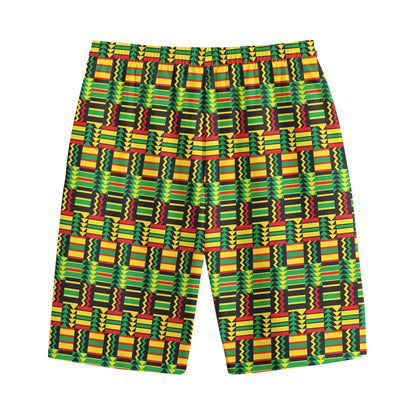 West African Kente Tribal Pattern Print Cotton Shorts