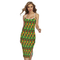 West African Kente Tribal Pattern Print Cross Back Cami Dress