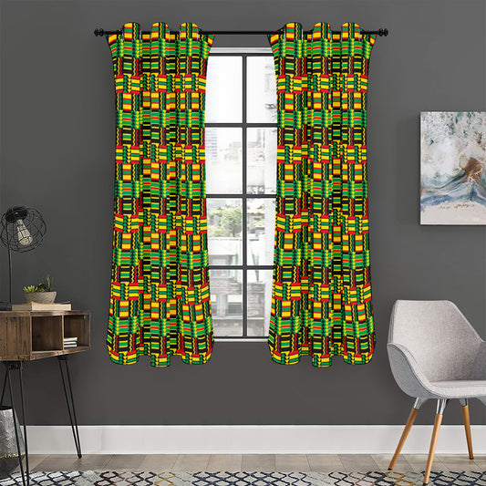 West African Kente Tribal Pattern Print Curtain