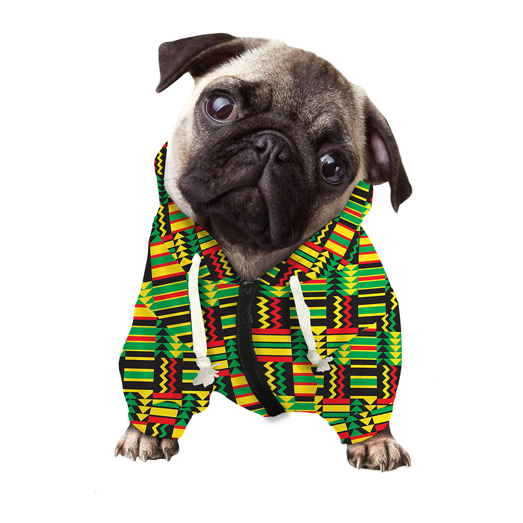 West African Kente Tribal Pattern Print Dog Zip Up Hoodie