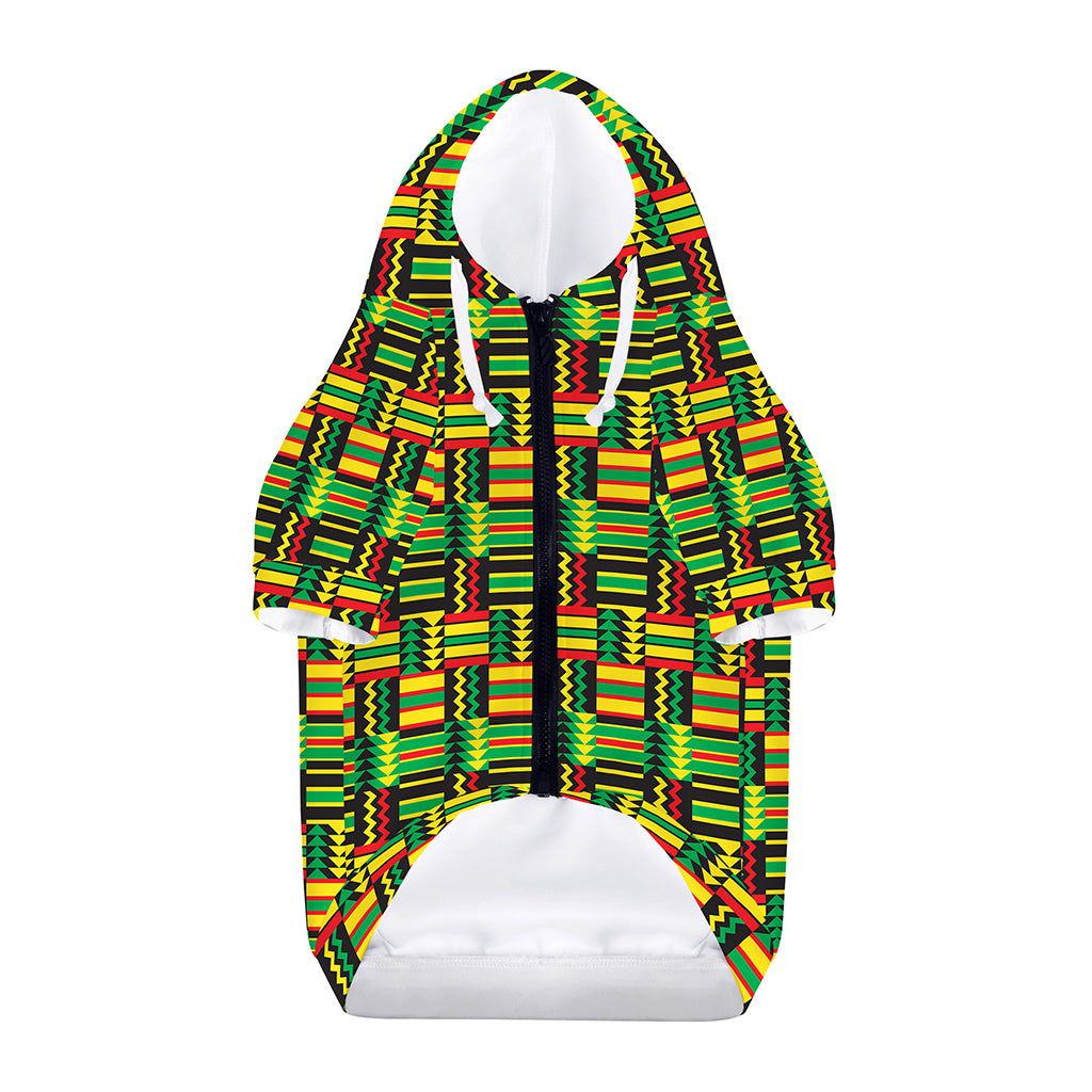 West African Kente Tribal Pattern Print Dog Zip Up Hoodie