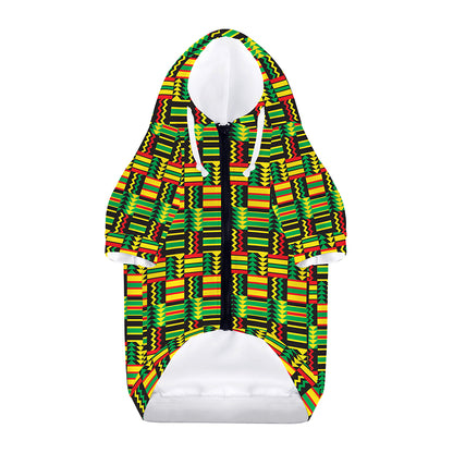 West African Kente Tribal Pattern Print Dog Zip Up Hoodie