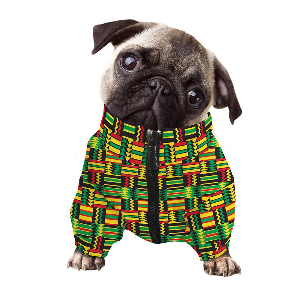 West African Kente Tribal Pattern Print Dog Zip Up Jacket