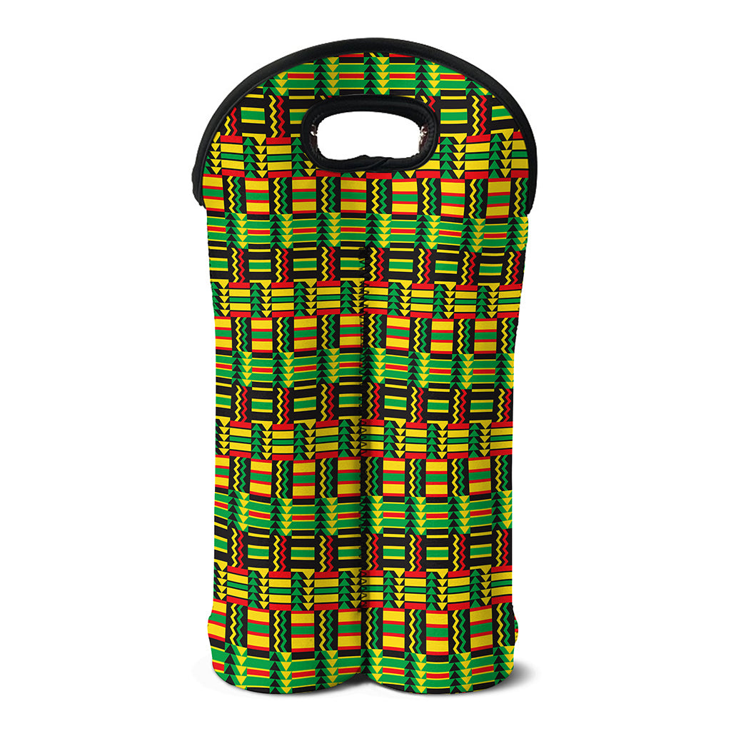 West African Kente Tribal Pattern Print Double Neoprene Wine Tote