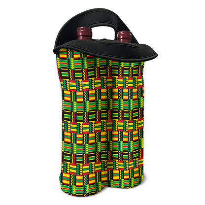 West African Kente Tribal Pattern Print Double Neoprene Wine Tote