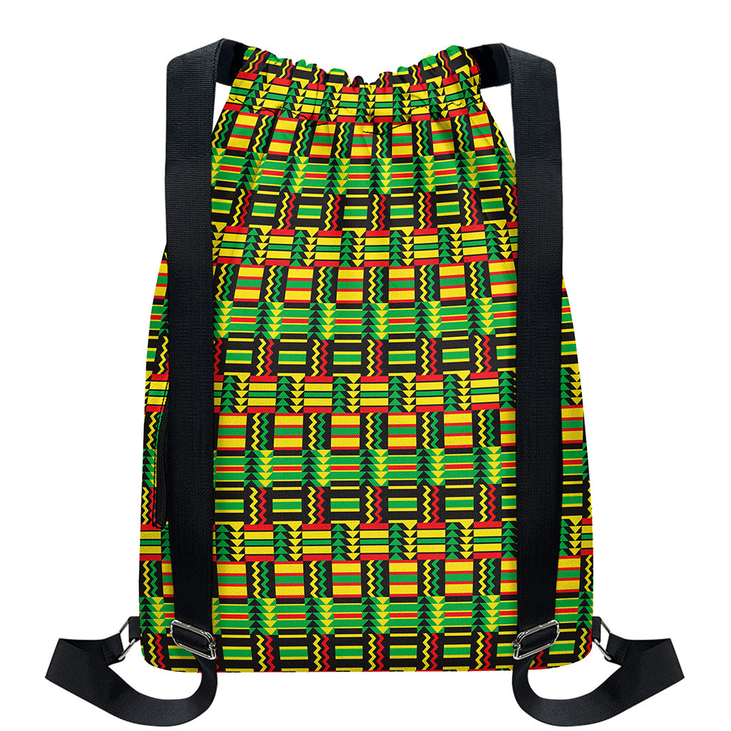 West African Kente Tribal Pattern Print Drawstring Backpack