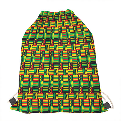 West African Kente Tribal Pattern Print Drawstring Bag