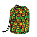 West African Kente Tribal Pattern Print Drawstring Makeup Bag