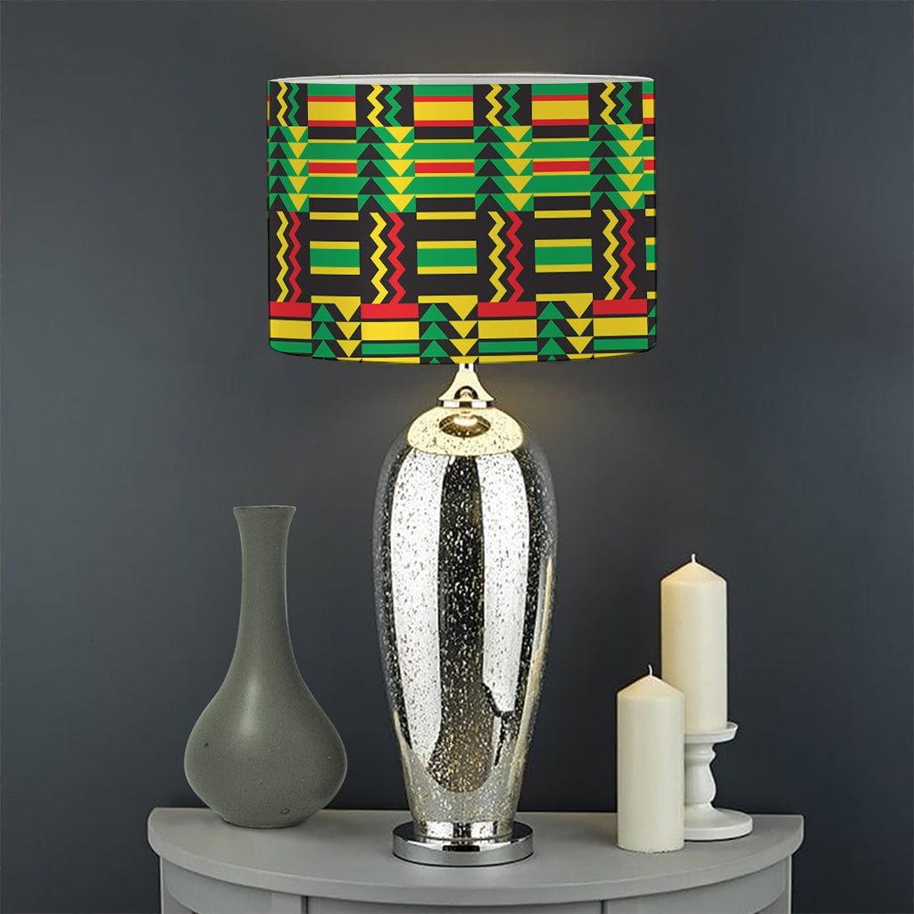 West African Kente Tribal Pattern Print Drum Lamp Shade