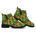West African Kente Tribal Pattern Print Flat Ankle Boots