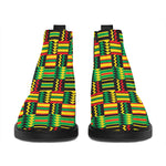 West African Kente Tribal Pattern Print Flat Ankle Boots