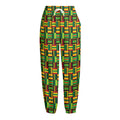 West African Kente Tribal Pattern Print Fleece Lined Knit Pants