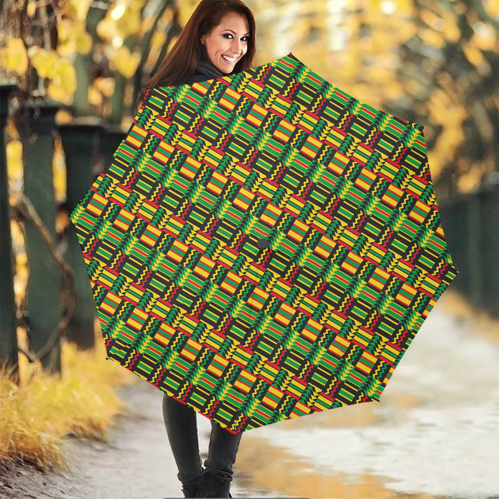 West African Kente Tribal Pattern Print Foldable Umbrella