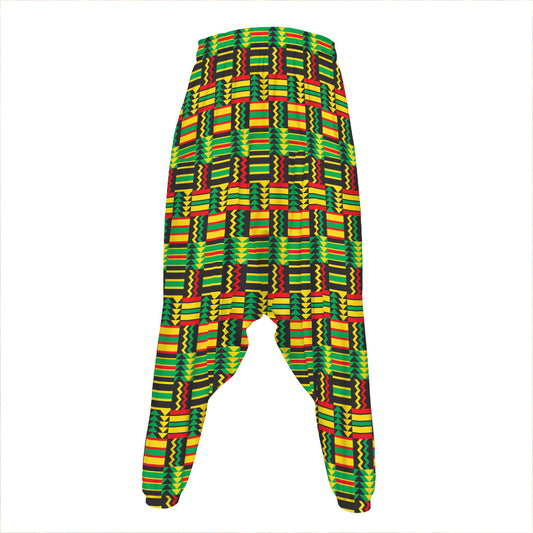 West African Kente Tribal Pattern Print Hammer Pants