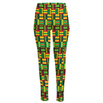 West African Kente Tribal Pattern Print High-Waisted Pocket Leggings