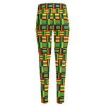 West African Kente Tribal Pattern Print High-Waisted Pocket Leggings