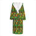 West African Kente Tribal Pattern Print Hooded Bathrobe