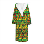 West African Kente Tribal Pattern Print Hooded Bathrobe