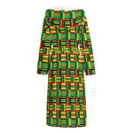 West African Kente Tribal Pattern Print Hooded Bathrobe