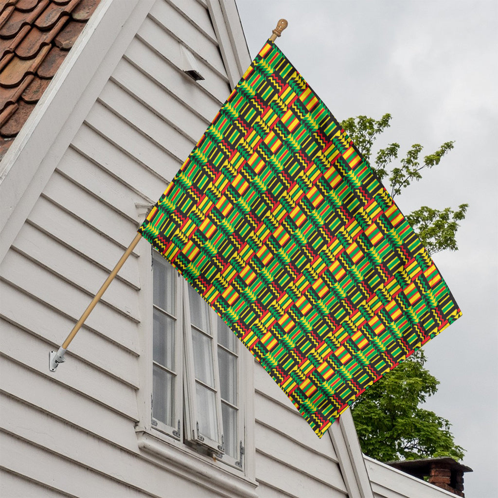 West African Kente Tribal Pattern Print House Flag