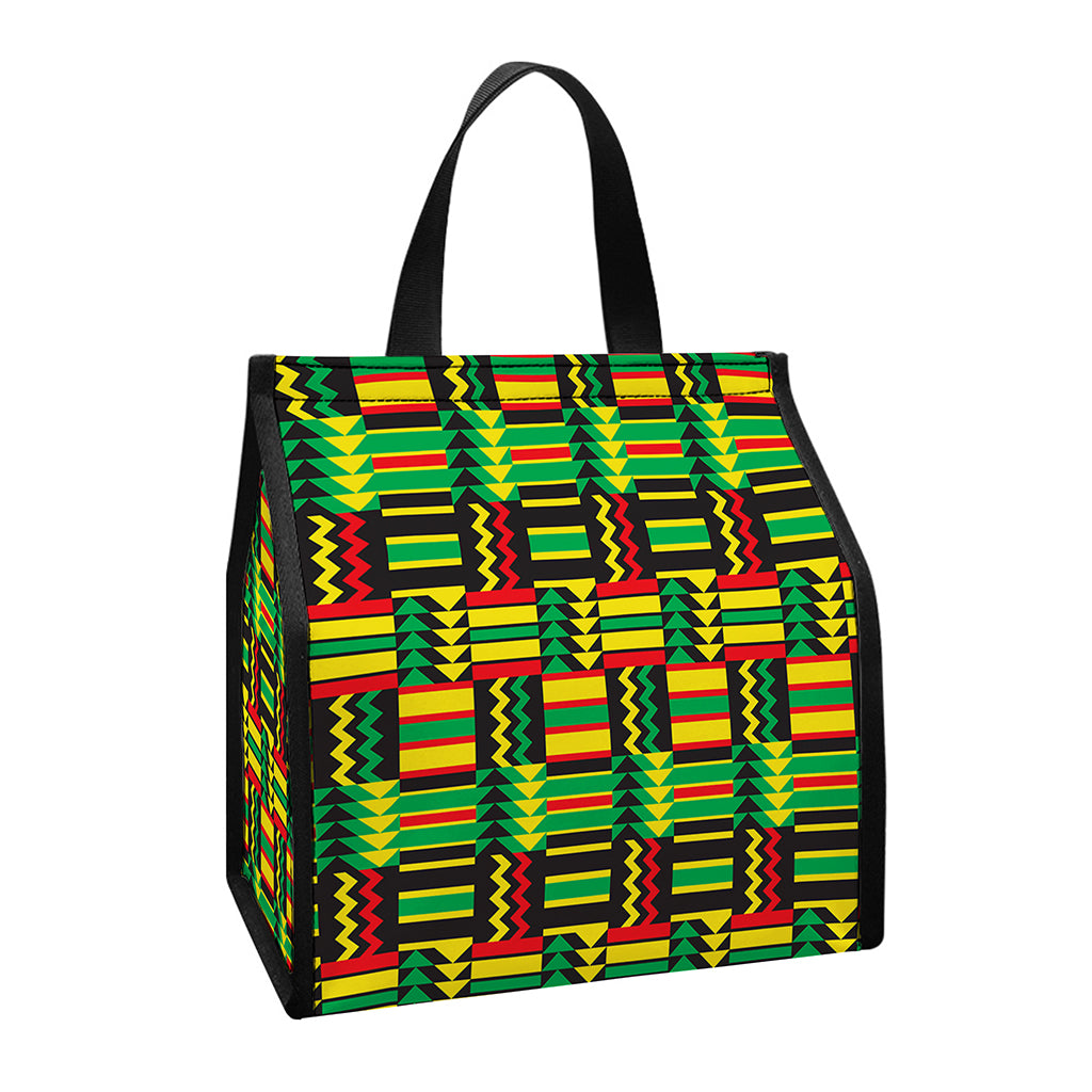 West African Kente Tribal Pattern Print Insulated Lunch Tote
