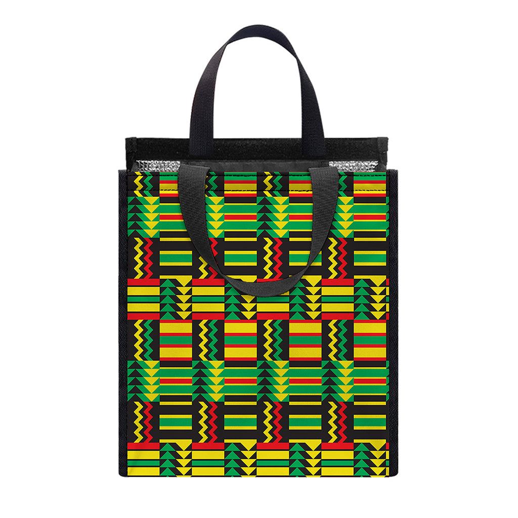 West African Kente Tribal Pattern Print Insulated Lunch Tote