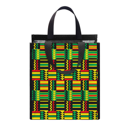 West African Kente Tribal Pattern Print Insulated Lunch Tote