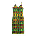 West African Kente Tribal Pattern Print Jersey Midi Cami Dress