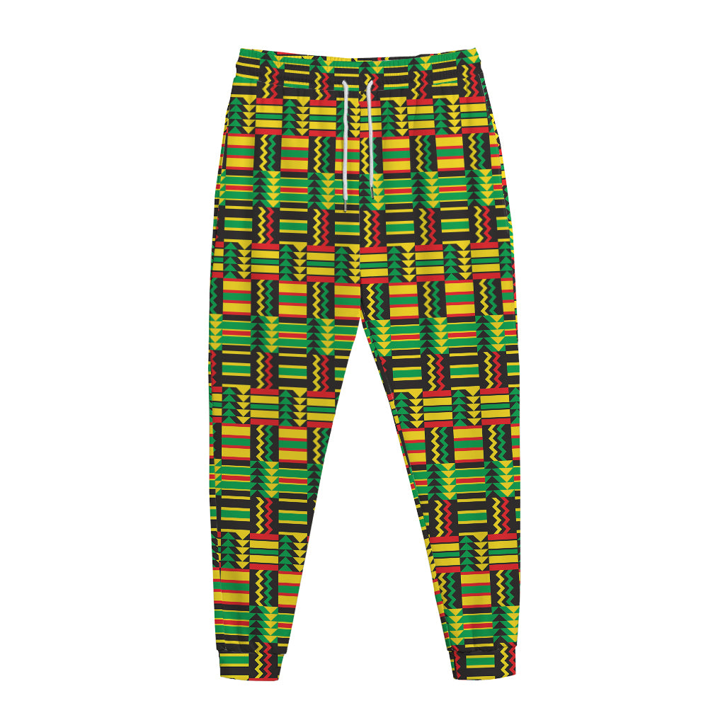 West African Kente Tribal Pattern Print Jogger Pants