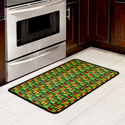 West African Kente Tribal Pattern Print Kitchen Mat