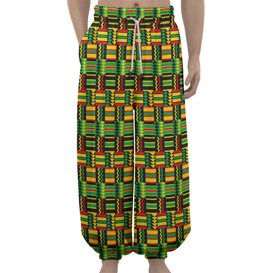West African Kente Tribal Pattern Print Lantern Pants