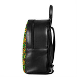 West African Kente Tribal Pattern Print Leather Backpack