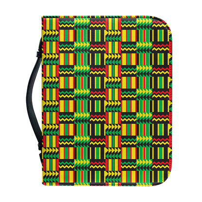 West African Kente Tribal Pattern Print Leather Bible Cover