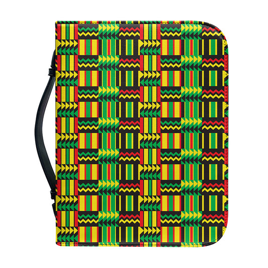 West African Kente Tribal Pattern Print Leather Bible Cover