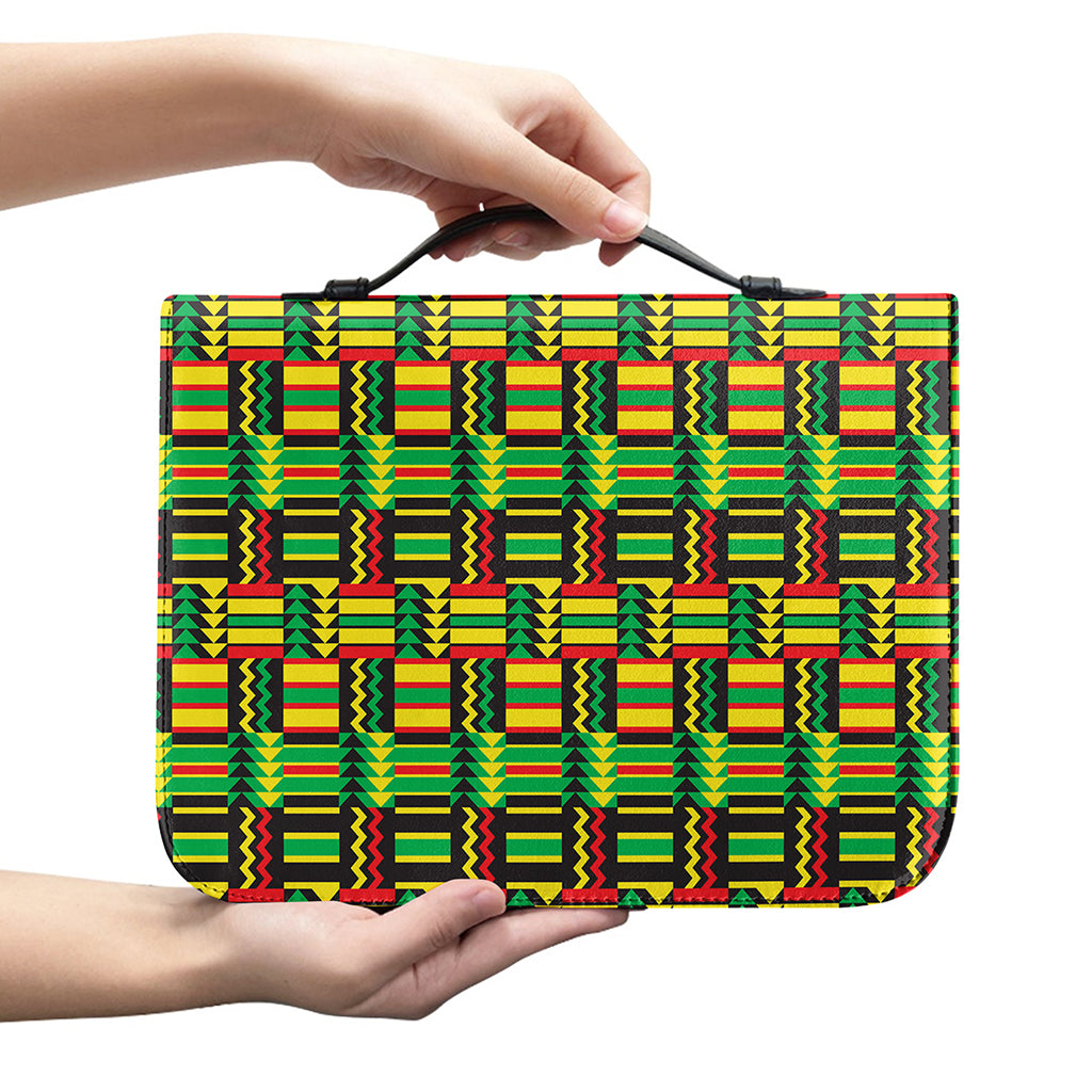 West African Kente Tribal Pattern Print Leather Bible Cover