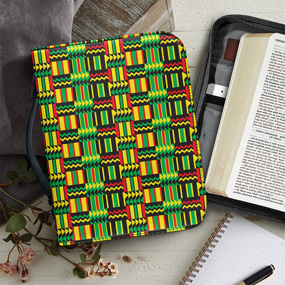 West African Kente Tribal Pattern Print Leather Bible Cover