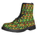 West African Kente Tribal Pattern Print Lace-Up Boots