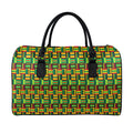 West African Kente Tribal Pattern Print Leather Duffel Bag