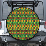 West African Kente Tribal Pattern Print Leather Spare Tire Cover