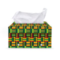 West African Kente Tribal Pattern Print Leather Tissue Box Cover