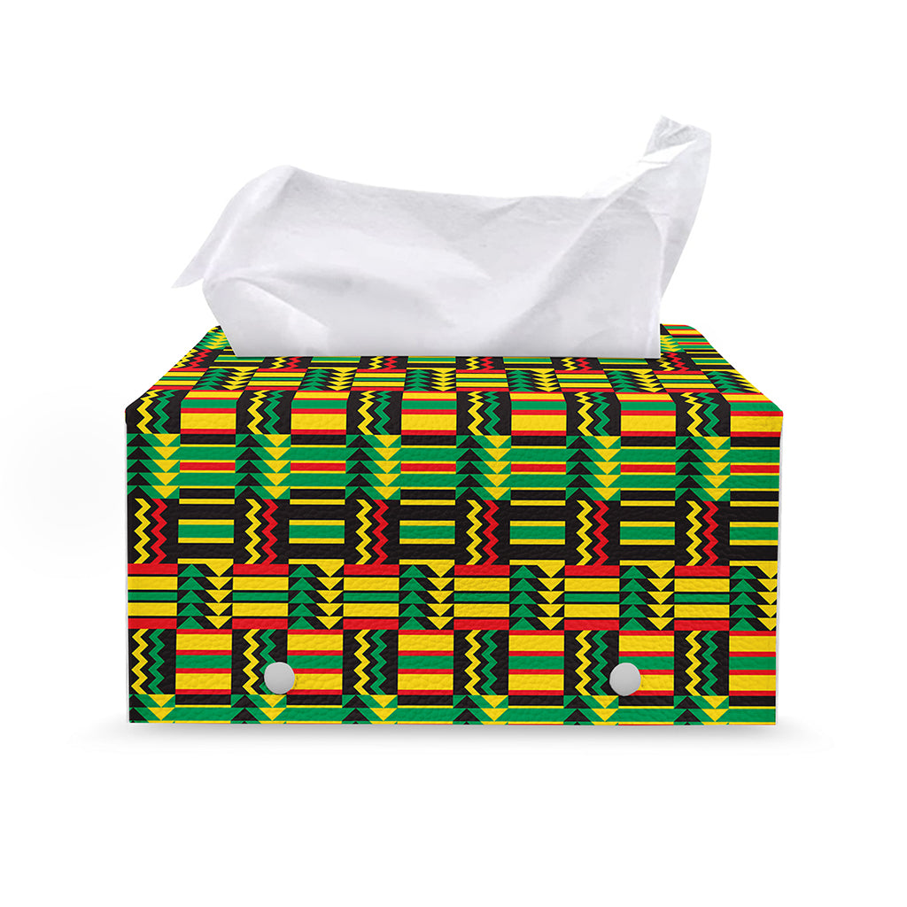 West African Kente Tribal Pattern Print Leather Tissue Box Cover