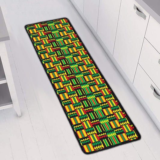 West African Kente Tribal Pattern Print Long Kitchen Mat