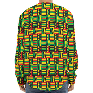 West African Kente Tribal Pattern Print Long Sleeve Baseball Jersey