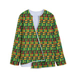 West African Kente Tribal Pattern Print Long Sleeve Short Coat