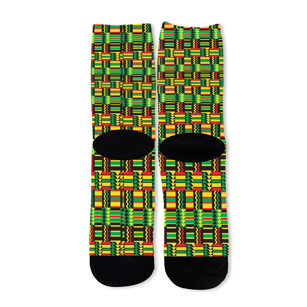 West African Kente Tribal Pattern Print Long Socks