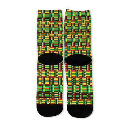 West African Kente Tribal Pattern Print Long Socks
